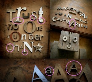 Serif letterforms circled in No One Younger Than 82