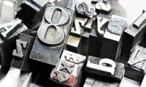 Photograph of old metal letterpress letters 