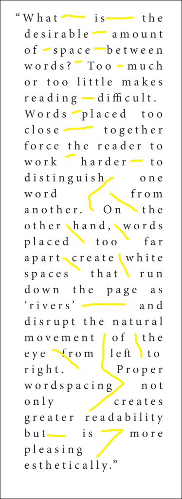 Justified text with loose word-spacing and loose letter-spacing